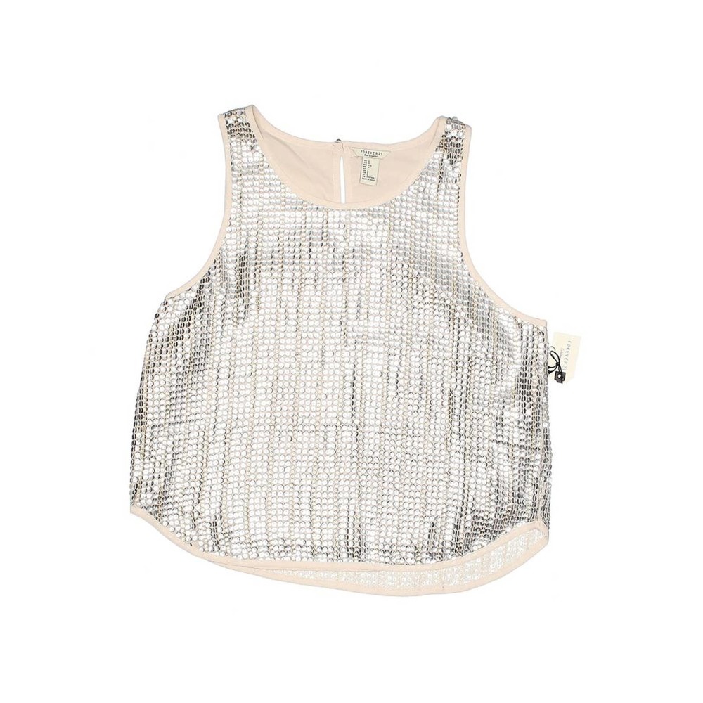 Disco Sequin tank Nude slinky Champagne Blouse Cami silver